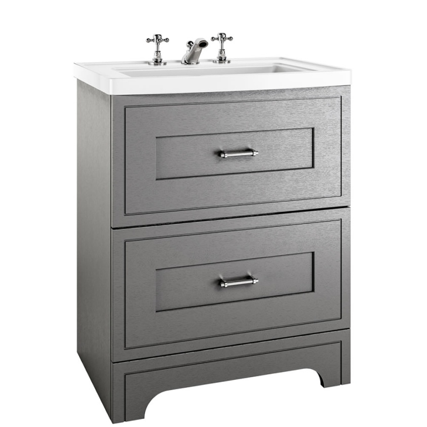 Imperial Fradley Dartmouth Grey 685mm Freestanding 2 Drawer Vanity Unit & Radcliffe Basin ...